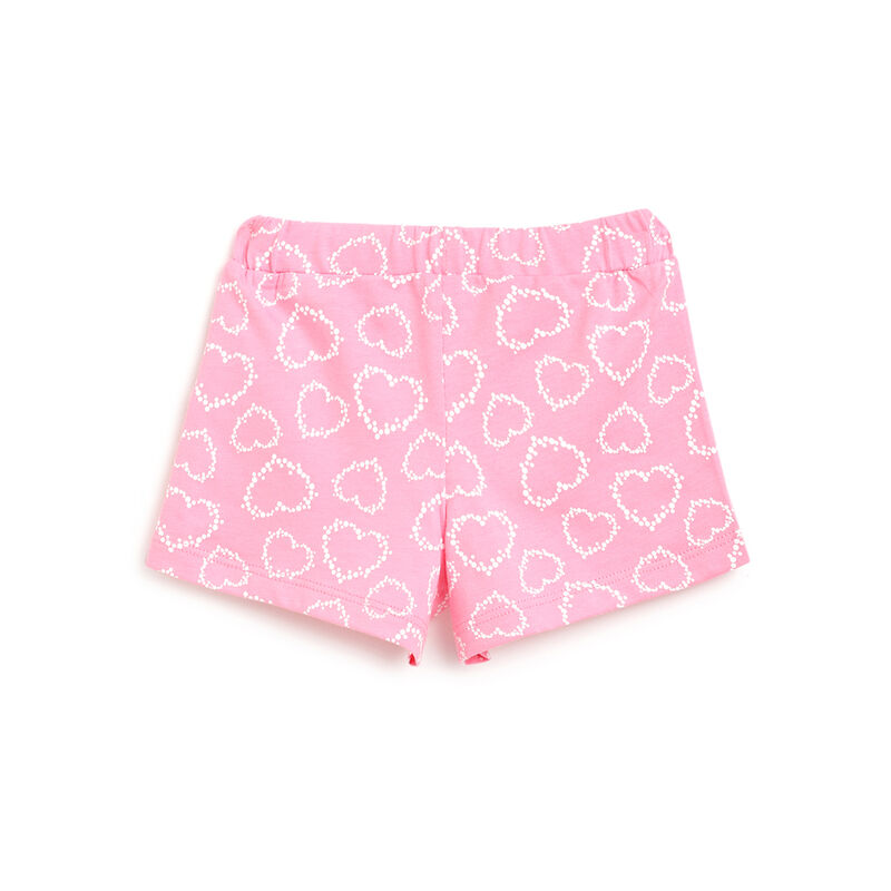 Girls White and Pink Printed Outfit with Short Pants image number 3